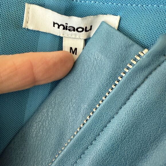 MIAOU Strapless Corset Size Medium Blue Vegan Leather Zipper Top - Picture 7 of 7